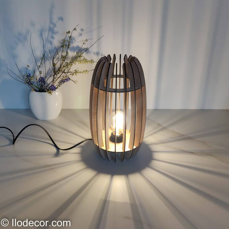 Lampe multifonction Barril en bois laser - Image 4