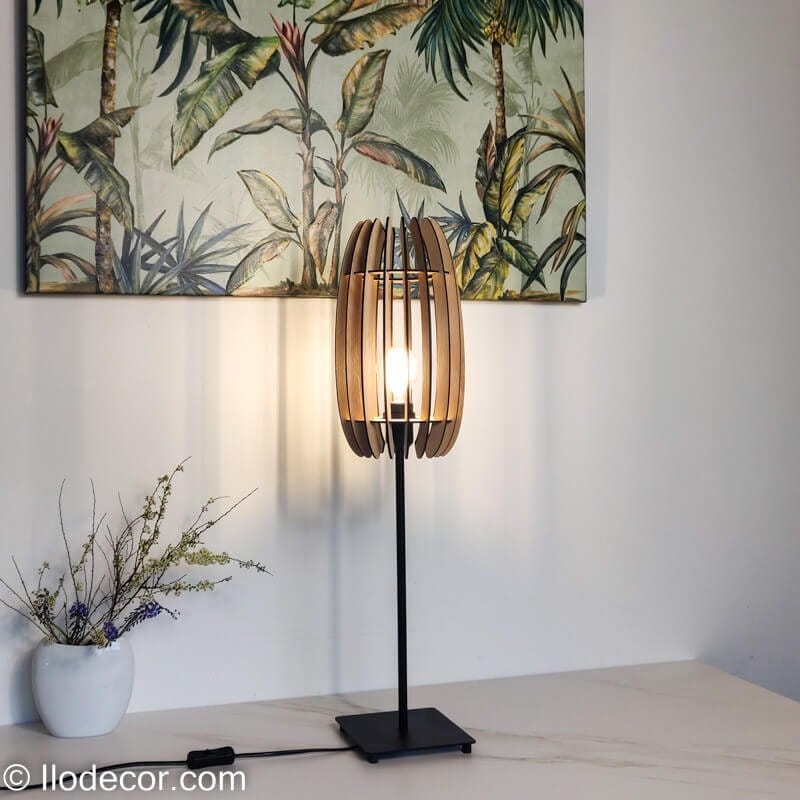 Lampe multifonction Barril en bois laser