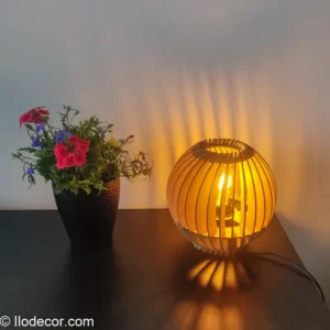 Lampe de chevet bois boule