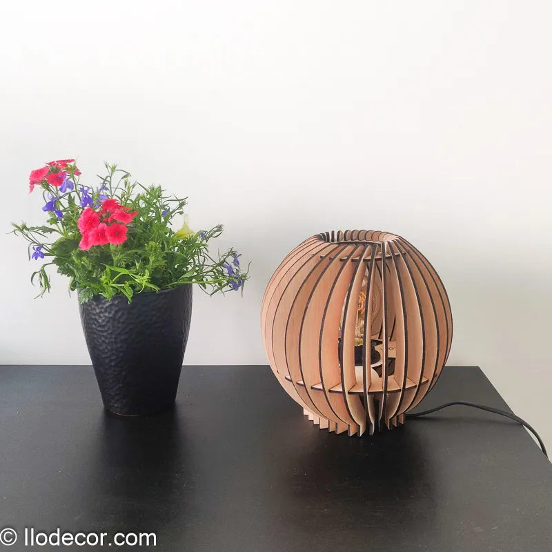 Lampe de chevet bois boule - Image 3