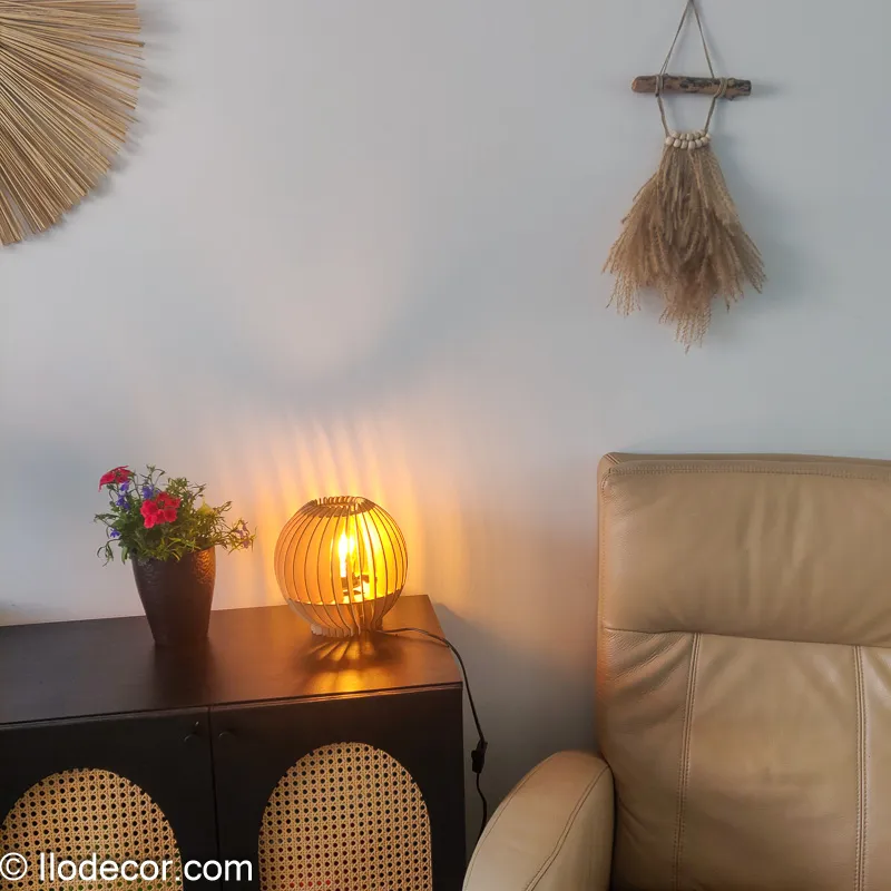 Lampe de chevet bois boule - Image 4