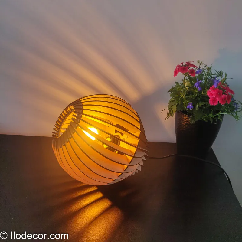 Lampe de chevet bois boule - Image 5