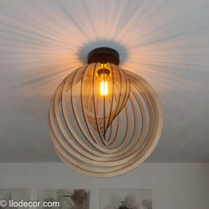 Suspension spirale de bois - plafonnier élégant