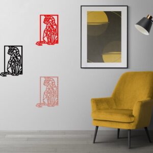 Cadre chat géométrique en bois