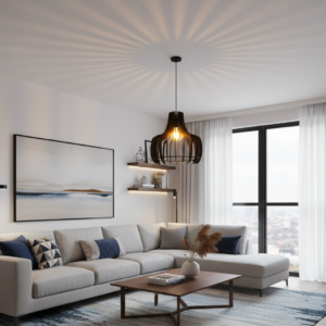 Lustre chic et moderne en bois