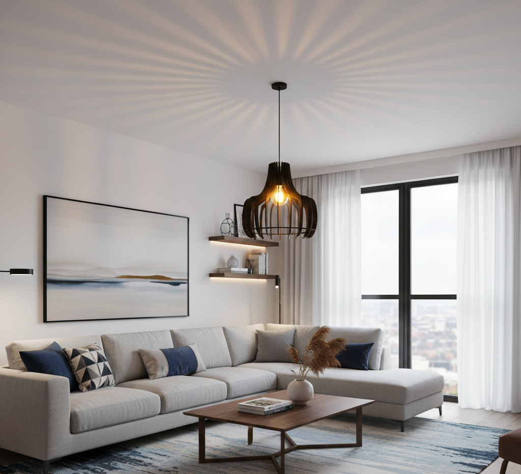 Lustre chic et moderne en bois