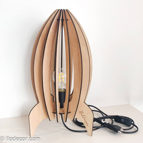 Lampe fusée XL en bois pour enfant - Image 3
