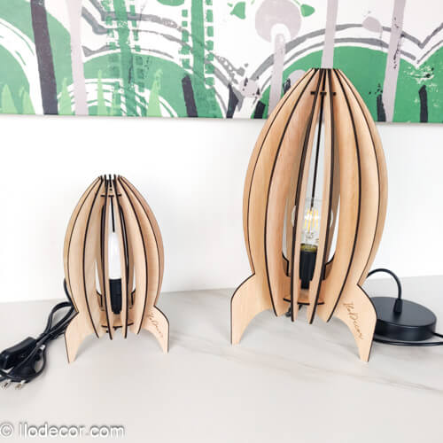 Lampe fusée XL en bois pour enfant - Image 6