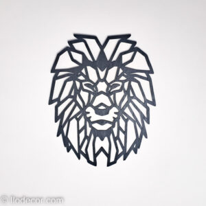 Tête de lion géométrique en bois