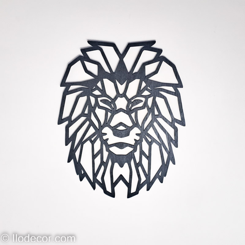 Tête de lion géométrique en bois