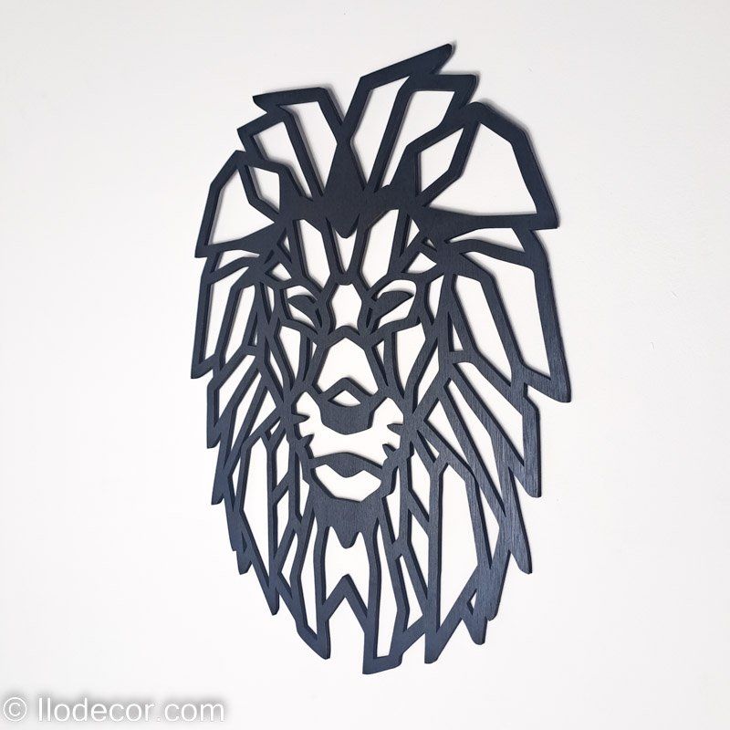 Tête de lion géométrique en bois - Image 3