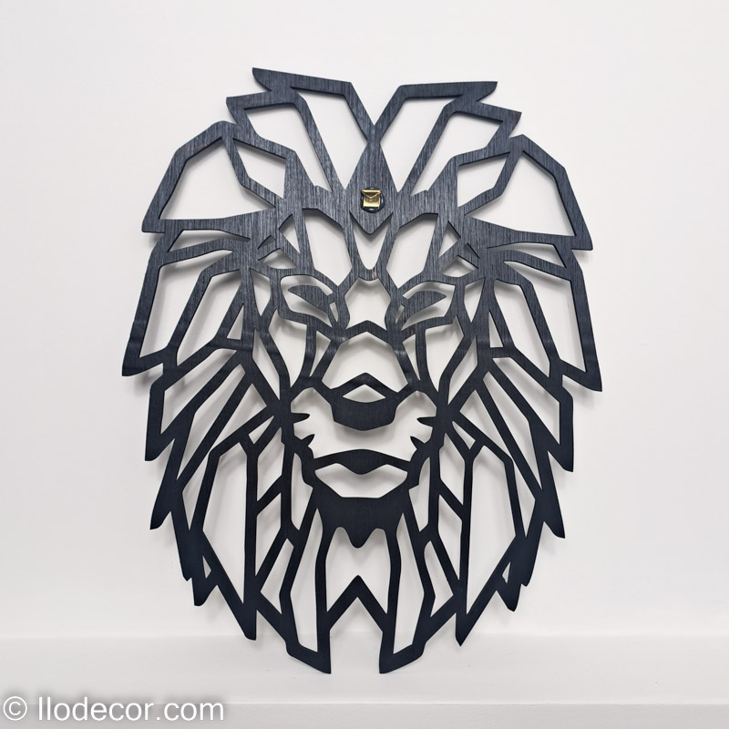 Tête de lion géométrique en bois - Image 7