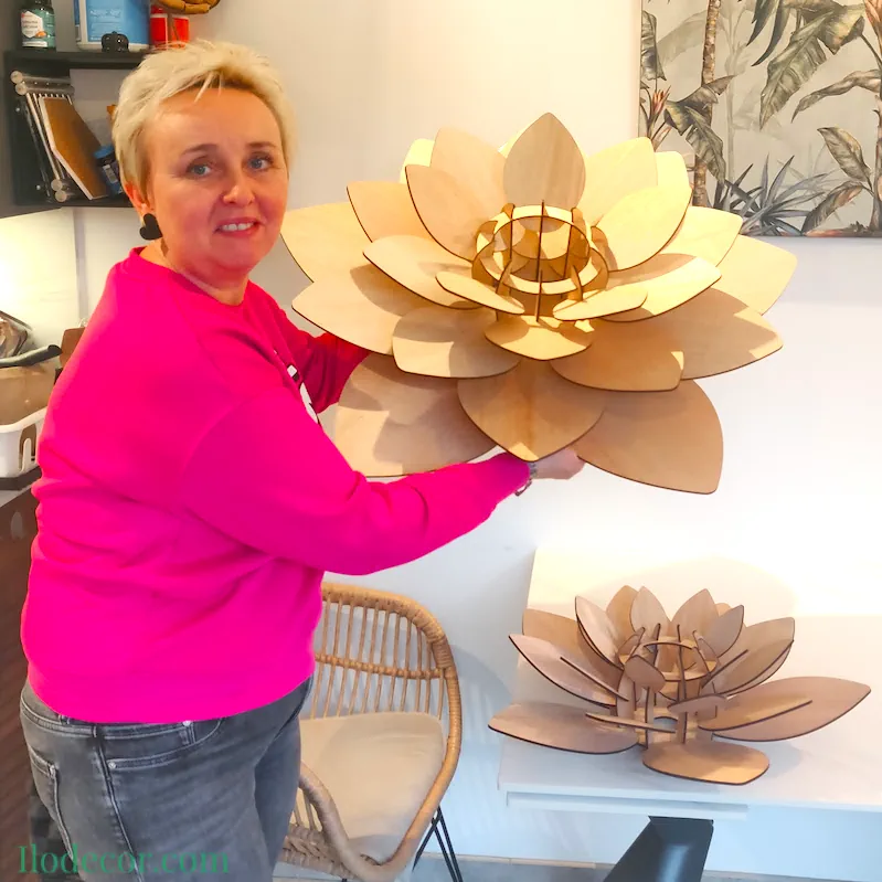 Suspension Luminaire Bois "Lotus Majestueux" – Édition Géante 80 cm. - Image 4
