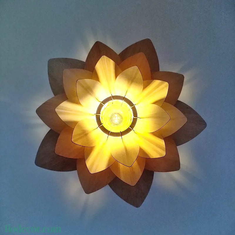 Suspension Luminaire Bois "Lotus Majestueux" – Édition Géante 80 cm. - Image 5