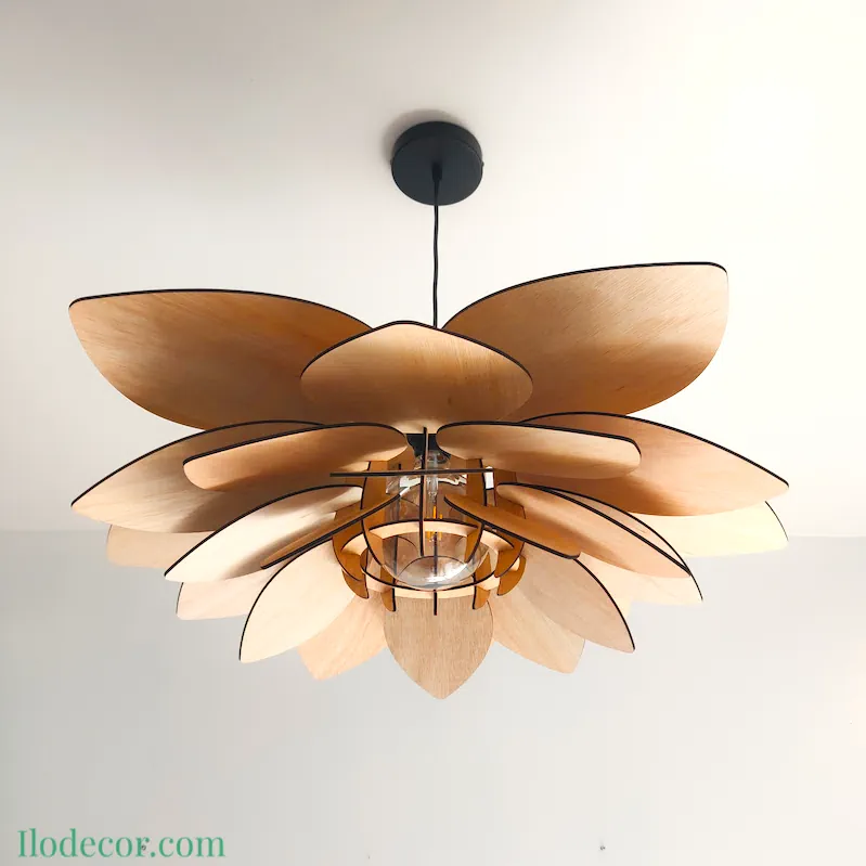 Suspension Luminaire Bois "Lotus Majestueux" – Édition Géante 80 cm. - Image 7