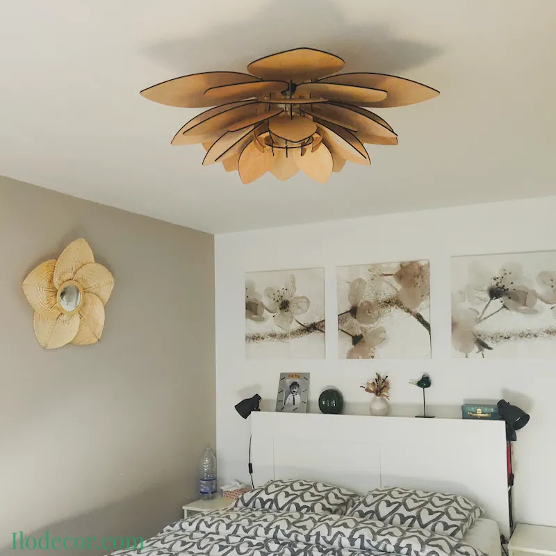 Suspension Luminaire Bois "Lotus Majestueux" – Édition Géante 80 cm. - Image 8