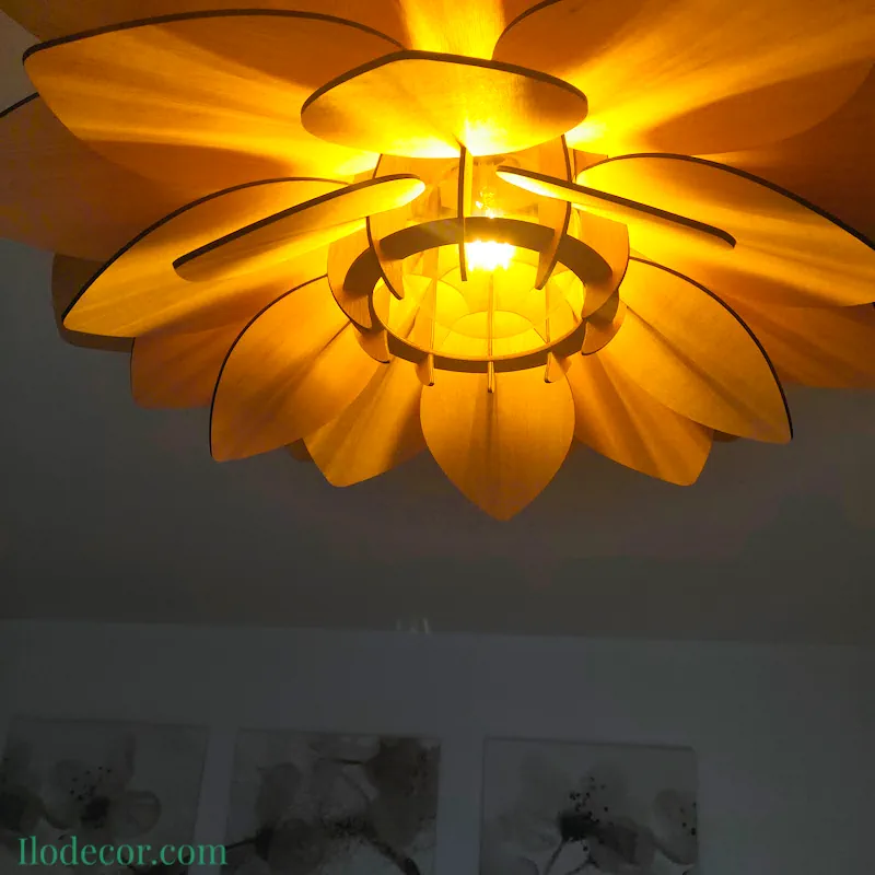 Suspension Luminaire Bois "Lotus Majestueux" – Édition Géante 80 cm. - Image 3
