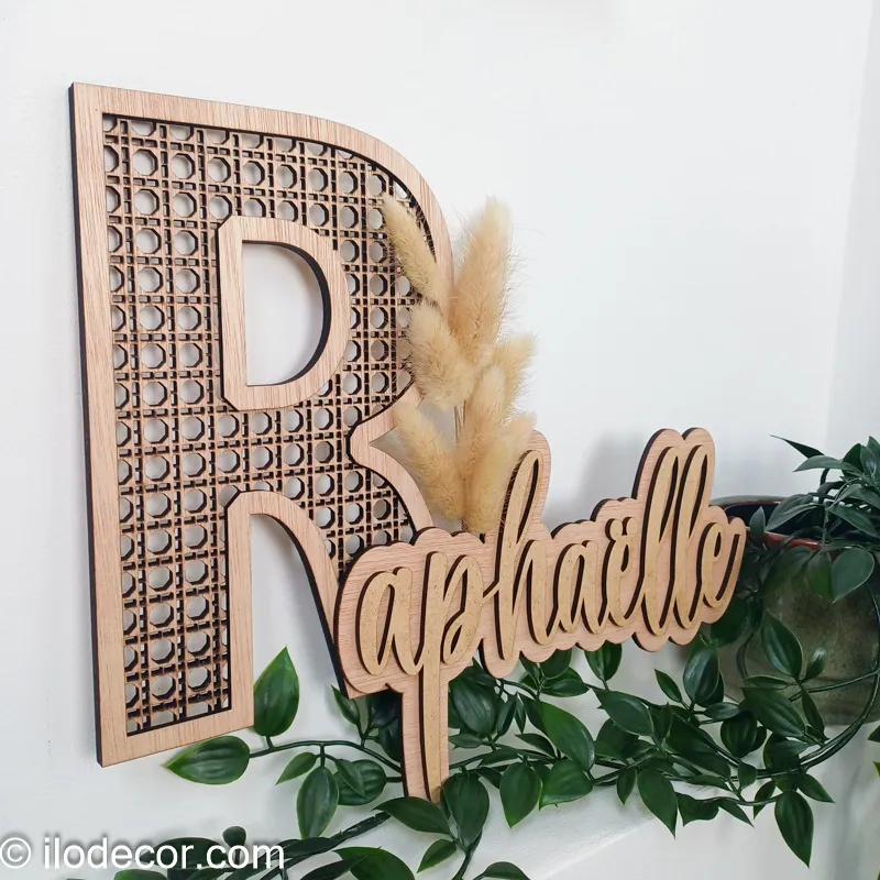 Pancarte prénom personnalisée pour porte - Style cannage - Image 5
