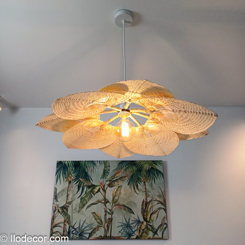 suspension Vega, luminaire en feuilles de bambou