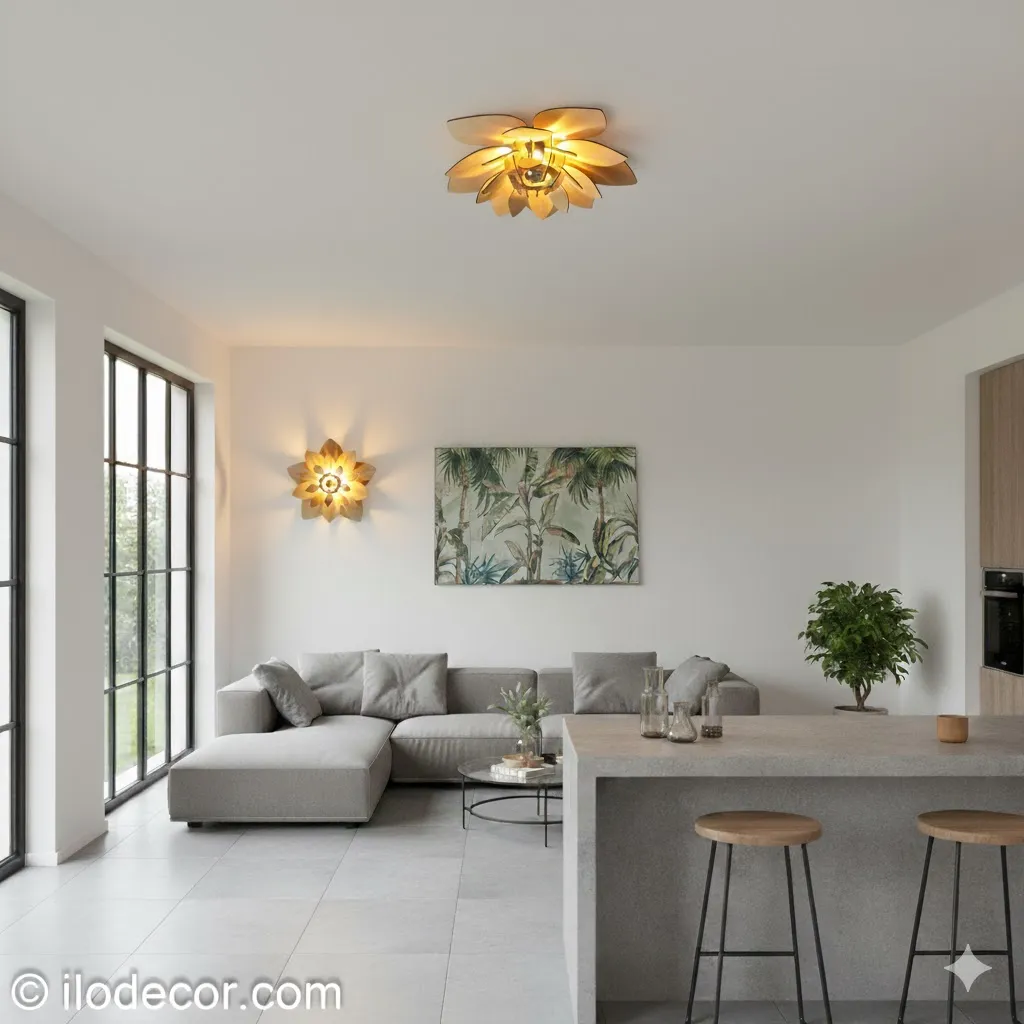 Suspension luminaire fleur de lotus - Image 3